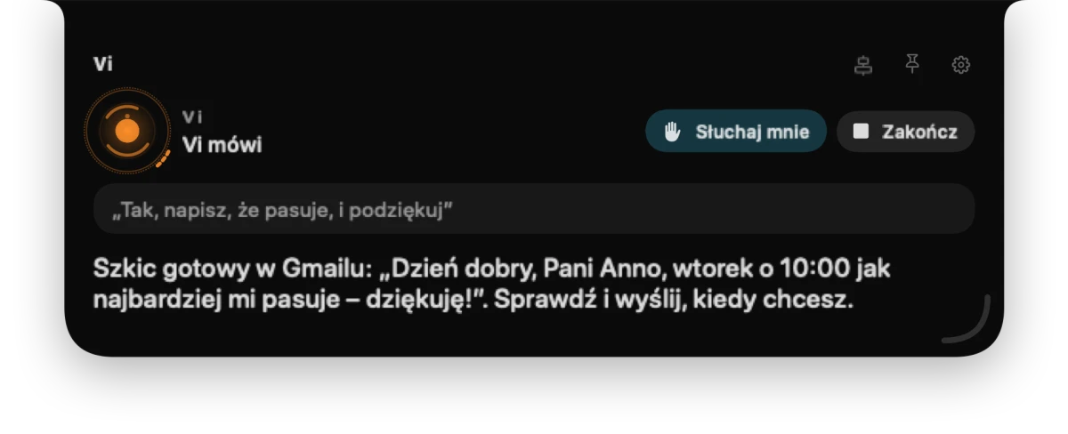 Panel Vi: szkic odpowiedzi gotowy w Gmailu