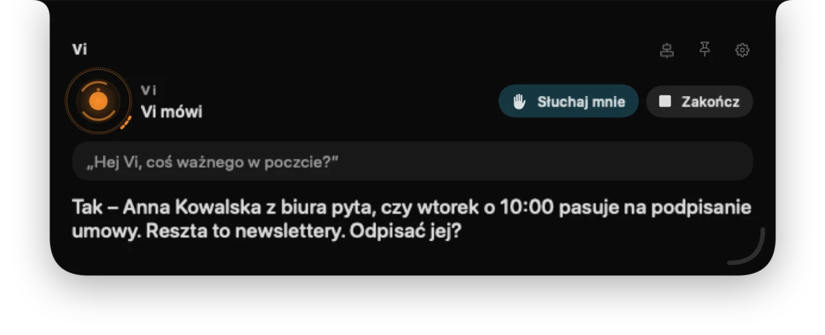 Panel Vi: ważny mail od Anny Kowalskiej z pytaniem o termin