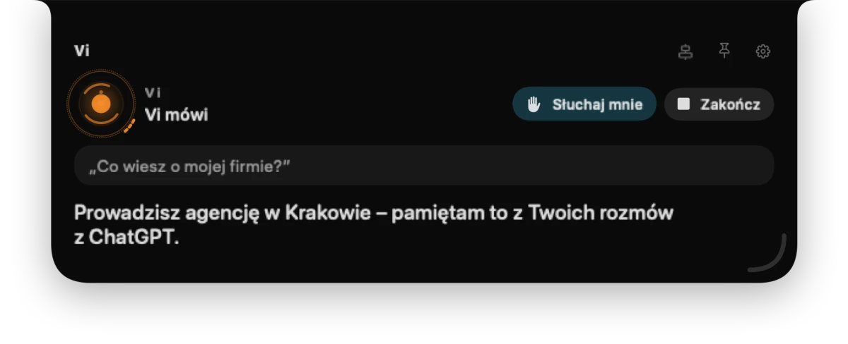 Panel Vi: pamięć zaimportowana z ChatGPT