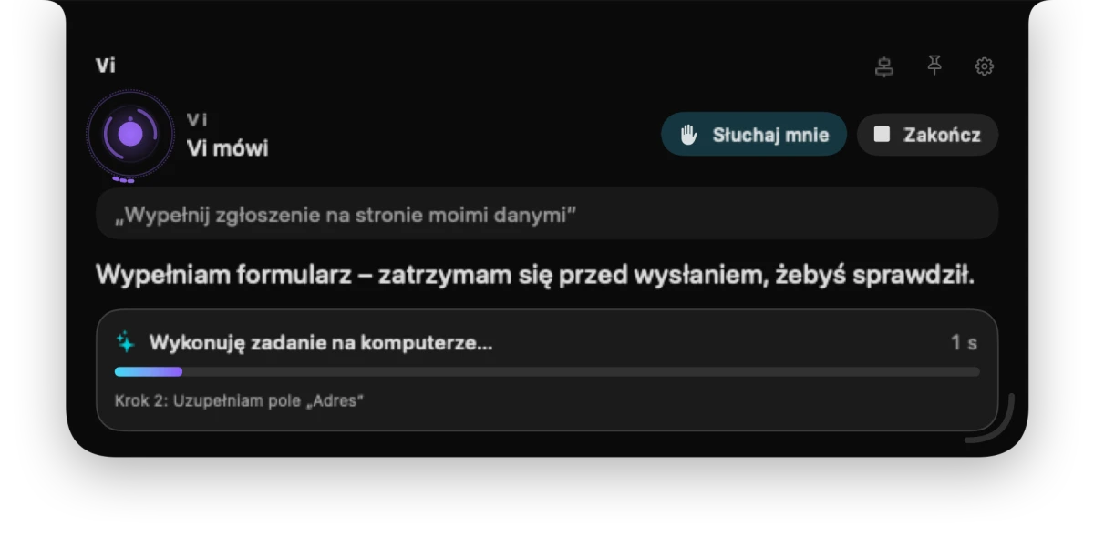 Panel Vi: wypełnianie formularza na komputerze
