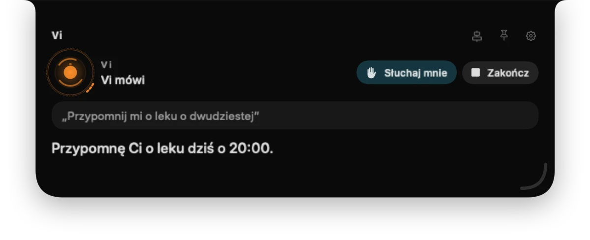 Panel Vi: przypomnienie o 20:00